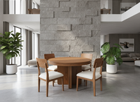Ensemble de table basse ronde moderne en frêne massif avec 4 chaises - Meubles de salon durables, faciles à nettoyer et légers - Meubles de maison
