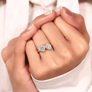 Anillo Toi Et Moi con Diamante de 1.00CT en Forma de Corazón y Diamante de 0.60CT en Forma de Pera para Mujer, Cultivado en Laboratorio, Oro Sólido de 14K, Regalo de Boda o Propuesta para Enamorados - Product Image 2