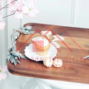 Plateau de service rectangulaire en bois d'acacia avec poignée en métal pour hôtels et restaurants 2024 Meilleur plateau en bois de vanité pour dessus de table - Product Image 5