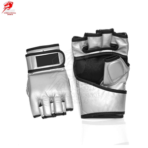 Gants de boxe en cuir argenté à séchage rapide et à doigts ouverts pour la compétition de kickboxing et de Muay Thai - Product Image 5