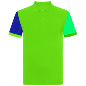 Men's Solid Color Short Sleeve Knitted Polo Shirt Casual Style Regular Fit Green with <b>Black</b> Trim Collar and Cuffs - Product Image 4