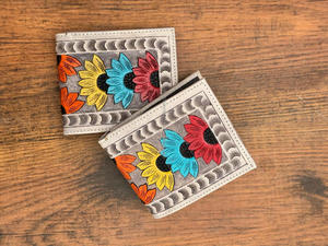 Western main usiné portefeuille en cuir nouveauté hommes longue fermeture éclair portefeuille Offre Spéciale mode marron couleur porte-monnaie cadeau pour lui - Product Image 3