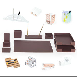 Juego de Escritorio de Cuero PU de Lujo Ecológico con Bandeja para Archivos, Organizador de Escritorio Personalizable, 100% Compromiso de Calidad, de la India - Product Image 1