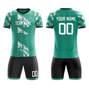 Conjunto de Camiseta de Fútbol Unisex Personalizada, Estampado Geométrico Verde, Cuello en V, 100% Poliéster, Absorbe la Humedad, Transpirable, Ajuste Atlético - Product Image 4