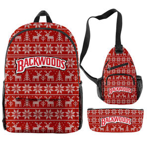 Conjunto de Mochila TITAN TREAD WEAR con Diseño Navideño Backwoods, Bolso Bandolera y Bolsa Pequeña, Color Azul Claro - Product Image 3