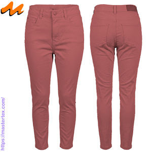 Pantalon long en denim stretch moulant taille mi-haute pour femme, en coton/polyester, tissu respirant, idéal pour le printemps, confectionné à partir de 9,28 oz - Product Image 3