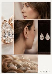 Boucles d'oreilles clous en diamant de laboratoire taille poire, plaqué or 9 carats, en acier inoxydable, forme goutte d'eau, pour femme - Product Image 4