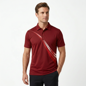 Polo Rojo de Manga Corta para Hombre, Estampado, Tejido de Punto, Secado Rápido, Estilo Casual - Product Image 6