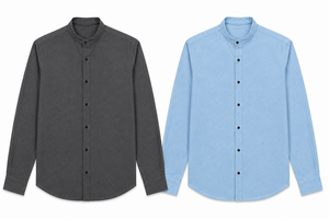 Camisa de Vestir Formal Premium con Cuello Mao, Tela Broadcloth, Cierre de un Solo Botón, Temporada de Primavera - Product Image 3