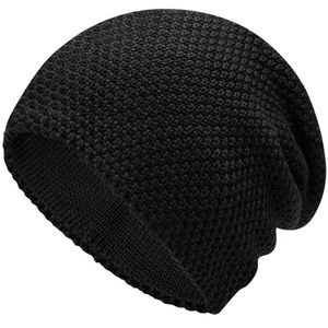 Unisex Knitted Beanie Hat Solid Black 100% Acrylic Handmade <b>Winter</b> <b>Cap</b> Casual Style Adult 56-58CM - Product Image 2
