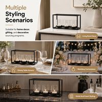 Candelabro Moderno de Metal Negro y Vidrio con 3 Luces y Copas Cilíndricas Transparentes para Decoración de Mesa, Hogar y Bodas