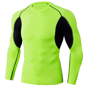 Pantalones de Compresión Verde Neón para Hombre, Deportivos, Transpirables, de Secado Rápido, de Spandex y Algodón, Tejido de Punto, Largos, para Verano - Product Image 4