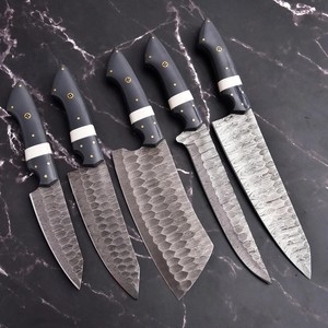 Ensemble de couteaux BK Industries en acier Damas à 67 couches, 5 pièces, manche en résine fait main, couteaux de chef durables et tranchants, 8-9,9 pouces, lame droite - Product Image 3