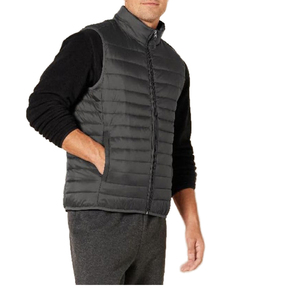 Gilet matelassé bordeaux pour homme à col montant, fermeture éclair, coupe-vent, décontracté, pour l'hiver - Product Image 6