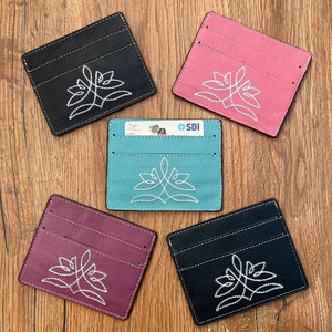 Premium Custom Boot Stitch Genuine Leather Luxury RFID Blocking Credit Card <b>Holder</b> Wallets Card <b>Holder</b> Business ID Card <b>Holders</b> - Product Image 5