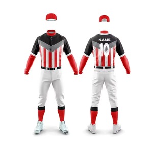 Oem Service <b>Baseball</b> Uniform <b>Sets</b> Breathable Quick Dry Anti-Bacterial 100% Polyester Spandex 460g Heat-Transfer Printing Custom - Product Image 1