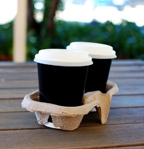 Solution de transport de boissons en pulpe moulée pour 2 gobelets, emballage biodégradable jetable pour cafés, restaurants et événements - Product Image 5