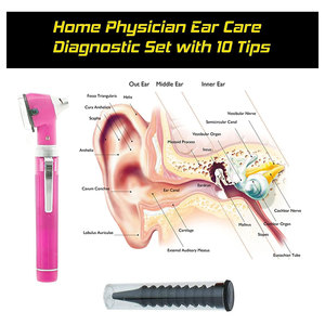 Ensemble d'otoscopes de poche couleur rose, diagnostic portable, éclairage LED lumineux, outils d'examen médical compacts - Product Image 3