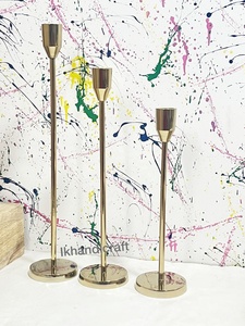 I K HANDICRAFT Re-Lanzamiento: Juego de Portavelas de Acero Inoxidable Dorado, Plegable, Alto y Liso, con Boca Cónica, Hecho a Mano - Product Image 4