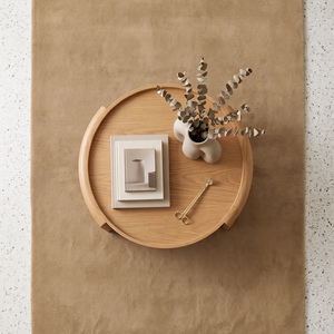 Beige Wool Hand-<b>Tufted</b> Non-Slip Soft Textured Medium Pile 10-14mm Thickness Cotton Silicone Backing Area <b>Rug</b> for Living Room - Product Image 4