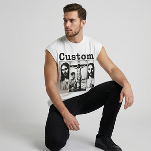 Glory Custom <b>Distressed</b> Acid Wash DTG Printed Tank <b>Top</b> 100% Cotton Sleeveless Graphic Cropped T Shirt For Unisex Street Wear - Product Image 6