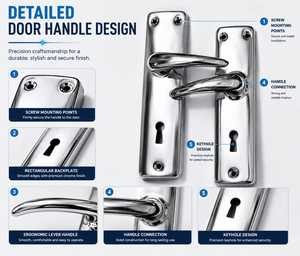 KELLTON Stainless Steel Waterproof <b>Door</b> Handle <b>Lock</b> <b>Push</b> <b>Button</b> Modern Design Ambidextrous for Bathroom Apartment Hotel - Product Image 3