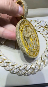 Colgante de cadena con nombre de moissanita VVS de corte redondo personalizado, estilo Hip Hop Iced Out, con diamante de laboratorio, colgante con logotipo de letra de plata 925, joyería para hombre - Product Image 4