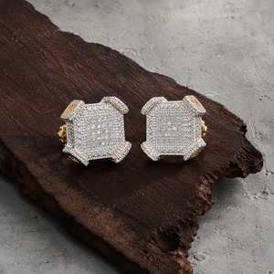 Iced Out 925 Sterling <b>Silver</b> Moissanite Diamond Stud <b>Earrings</b> Luxury <b>Mens</b> Bling Statement Hip Hop Custom Jewelry Gift Trendy Top - Product Image 1