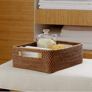 Stunning Rectangular Woven <b>Bamboo</b> Garden Planter <b>Baskets</b> Standing Feet Tall Handle Eco-Friendly Luxury Hotel Use Hanging Design - Product Image 6