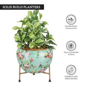 Modern Metal Flower Pot Geometric Pattern Glazed Finish Eco-Friendly Indoor/<b>Outdoor</b> Plant <b>Planter</b> for Home Office Garden Decor - Product Image 6