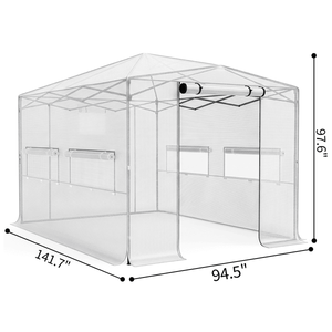 Serra Pieghevole 8x12ft in Plastica con Tubi in Ferro Verniciato e Rete in PE, Bianca, per Giardino - Product Image 2