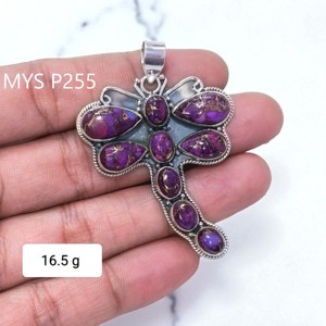 Joyería Hecha a Mano de Plata de Ley 925 con Turquesa y Cobre Morado, Colgantes Finos con Piedras Preciosas, Estilo de Calidad, Precio al por Mayor, Joyería al por Mayor - Product Image 2