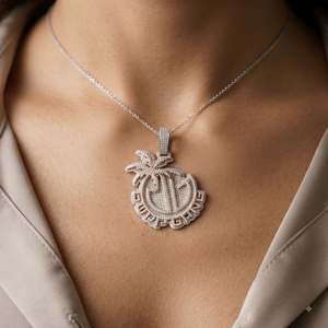Hip Hop Style Custom Rose Gold Plated 925 <b>Silver</b> Double Layer Iced <b>Initial</b> Letter Moissanite Diamond Big Pendant <b>Necklace</b>-Party - Product Image 2
