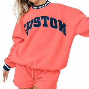 Sweat-shirt à col montant pour femme, fabriqué en usine par un fabricant professionnel, impression personnalisée, design doublé automne/hiver, 100% coton à l'avant - Product Image 4