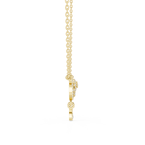 Collar con Colgante de Halo Floral en Oro Amarillo de 10K con Baño de Rodio y Diamantes de Corte Brillante, Joyería Moderna para Novias y Bodas - Product Image 3