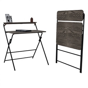 Bureau pliable moderne et mobile pour petit espace, idéal pour le gaming, en bois et métal, avec surfaces de travail premium - Product Image 6
