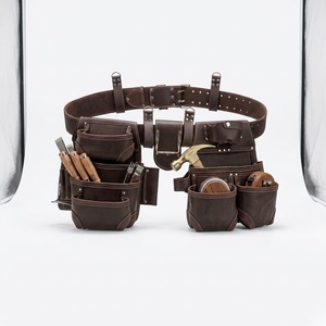 Heavy Duty Leather Tool Belt With Multiple Pockets Hammer Holder For Carpenter <b>Builder</b> Electrician Work Use DIY & Industrial - Product Image 1