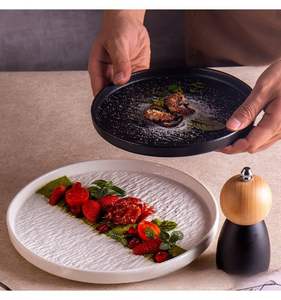 Assiette à steak en pierre noire et blanche, sans BPA, compatible lave-vaisselle, four et micro-ondes, écologique, pour restaurants et usage domestique - Product Image 5
