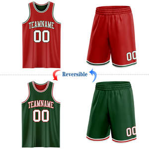 Best Custom Reversible Basketball Jerseys Plus Size Red Green Design Breathable Sublimated Uniforms Summer Wholesale Sportswear - Product Image 1