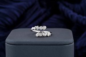 14K White Gold Mixed Cut Lab Grown Diamond Open Wrap <b>Ring</b> - Product Image 2