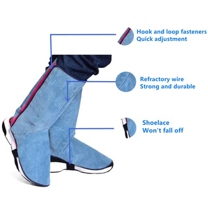 Couvre-chaussures de soudage en cuir de vachette pleine fleur, résistant à l'abrasion, à la chaleur et au feu, protection industrielle des pieds pour pompiers - Product Image 3