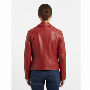 OEM Factory Supplier Women Sheep Skin PU <b>Jacket</b> Wholesale Custom Made Stylish Slim Fit <b>Biker</b> Outerwear Canvas Printed Cotton - Product Image 4
