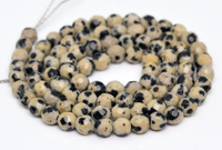 Bracelet de cheville en jaspe dalmatien naturel à facettes pour femme, 15 pouces, crème et noir, marque AMARA, vente en gros de pierres précieuses