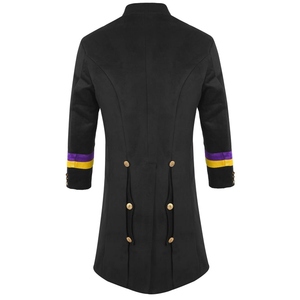 Knights Templar Officers Tall <b>Black</b> Frock <b>Coat</b> with Gold Buttons Purple Yellow Cuffs Masonic Ceremonial Uniform - Product Image 3