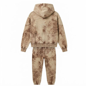 Conjunto de Ropa Urbana Casual para Hombre, Chaqueta con Capucha y Cremallera Completa con Lavado Ácido y Pantalones Jogger Ajustados a Juego - Product Image 2