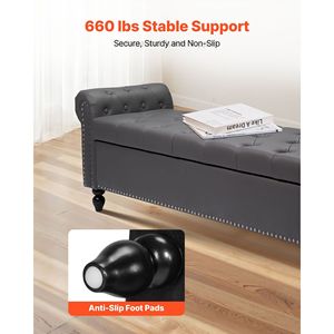 Panca Moderna per Scarpe con Pouf Contenitore Trapuntato a Bottoni, Braccioli Arrotondati in Pelle PU e Gambe in Legno Massello per Ingresso o Soggiorno - Product Image 3