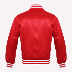 เสื้อแจ็คเก็ตเบสบอลลำลองสำหรับผู้ชาย แขนหนัง แต่งตัวอักษร สไตล์ Letterman Bomber เหมาะสำหรับเล่นกีฬาและวิทยาลัย - Product Image 6