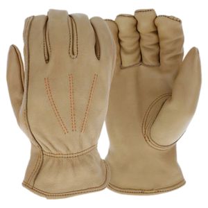 Gants de travail en cuir de vachette beige avec logo personnalisé, gants de sécurité industriels pour conducteurs, résistants à l'abrasion et robustes - Product Image 1