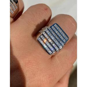 <b>Men's</b> Custom Moissanite Diamond Hip Hop <b>Ring</b> Big Baguette Design Solid 925 Sterling <b>Silver</b> Luxury Fashion Jewelry for <b>Men</b> - Product Image 1