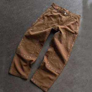 Pantalones de Carpintero Vintage Personalizados para Hombre, 100% Algodón Twill, Pierna Recta, Doble Rodilla, Pantalones de Trabajo Cargo con Remaches - Product Image 2